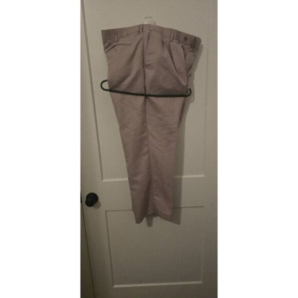 Perry Ellis Portfolio Dress Pants 100% Polyester Khaki Color 36x30 - Picture 2 of 4